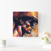 Pastel Drawing Rough Style Sketch Shirtless Cowboy スクエア壁時計 (ホーム)