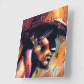 Pastel Drawing Rough Style Sketch Shirtless Cowboy スクエア壁時計 (傾斜)