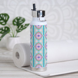 Pastel Dream Boho Geometric Kaleidoscope ウォーターボトル