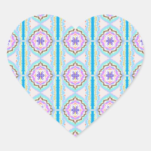 Pastel Dream Boho Geometric Kaleidoscope ハートシール (正面)