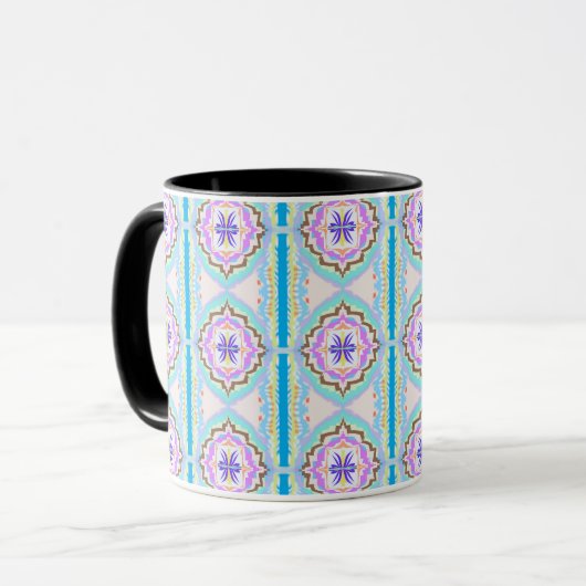 Pastel Dream Boho Geometric Kaleidoscope マグカップ (正面左)