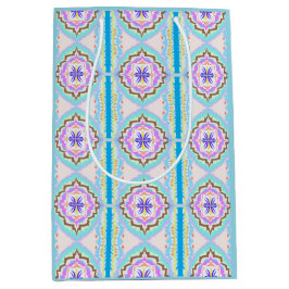 Pastel Dream Boho Geometric Kaleidoscope ミディアムペーパーバッグ