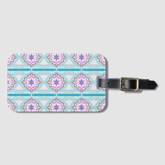 Pastel Dream Boho Geometric Kaleidoscope ラゲッジタグ (正面横)