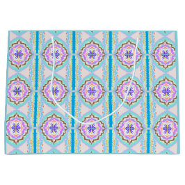Pastel Dream Boho Geometric Kaleidoscope ラージペーパーバッグ