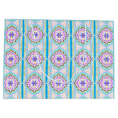 Pastel Dream Boho Geometric Kaleidoscope ラージペーパーバッグ (裏面)