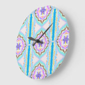 Pastel Dream Boho Geometric Kaleidoscope ラージ壁時計 (傾斜)