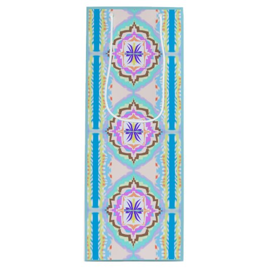 Pastel Dream Boho Geometric Kaleidoscope ワインギフトバッグ (正面)