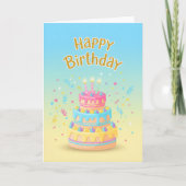 Pastel Drip Cake Birthday Card カード (正面)