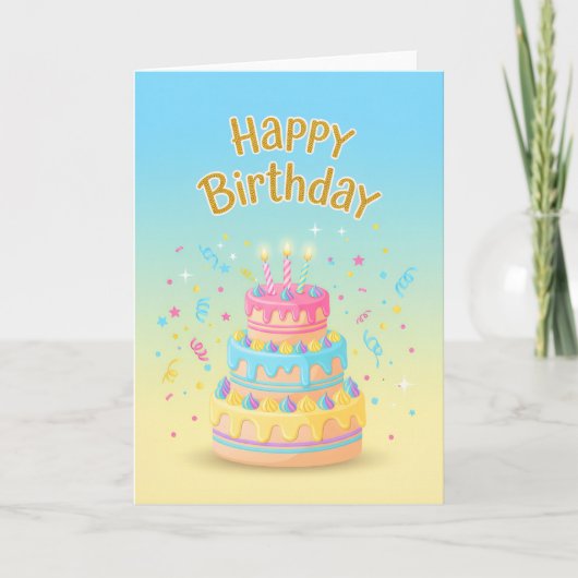 Pastel Drip Cake Birthday Card カード (正面)
