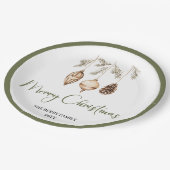 Pastel Earthy Christmas Personalized Family Plates ペーパープレート (アングル)