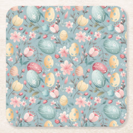 Pastel Easter Blooms Decorative スクエアペーパーコースター