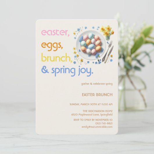 Pastel Easter Brunch Invitation | Spring Party 招待状 (スタンド正面)