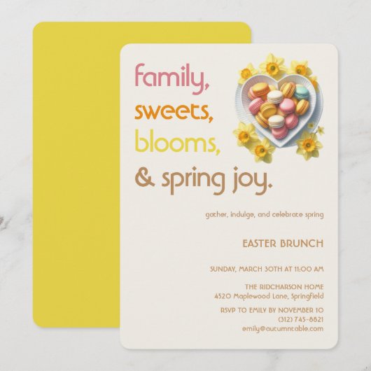 Pastel Easter Brunch Invitation | Spring Party 招待状 (正面/裏面)
