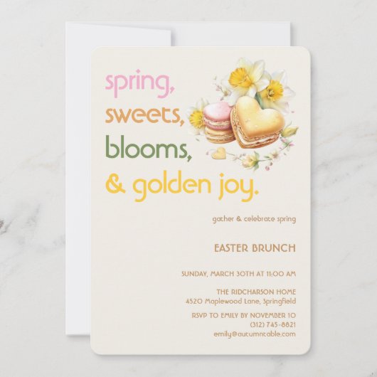 Pastel Easter Brunch Invitation | Spring Party 招待状 (正面)