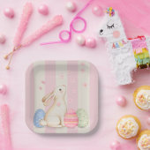 Pastel Easter Bunnies, Egg, and Chiks Paper Plates ペーパープレート (パーティー)