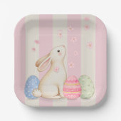 Pastel Easter Bunnies, Egg, and Chiks Paper Plates ペーパープレート (正面)