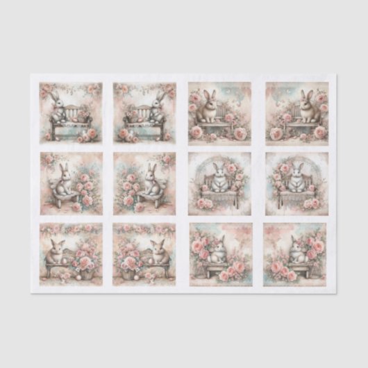 Pastel Easter Bunnies for Shells  Decoupage 薄葉紙 (正面)