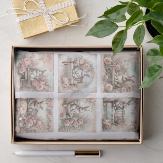 Pastel Easter Bunnies for Shells  Decoupage 薄葉紙 (ギフト)