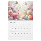 Pastel Easter Bunny Floral All Year Watercolor カレンダー (3月 2027)