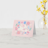 Pastel Easter Bunny Illustration カード (黄色い花)