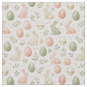 Pastel Easter Bunny Watercolor Pattern ファブリック (クローズアップ)