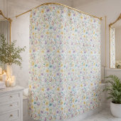 Pastel Easter Egg and Spring Floral Pattern シャワーカーテン