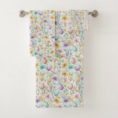 Pastel Easter Egg and Spring Floral Pattern バスタオルセット (インサイチュ)