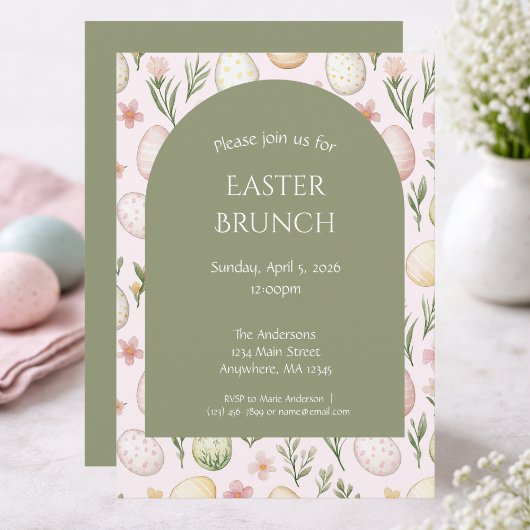 Pastel Easter Egg Brunch Invitation-Floral Easter シーズンカード