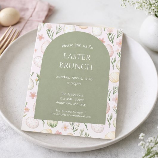 Pastel Easter Egg Brunch Invitation-Floral Easter シーズンカード