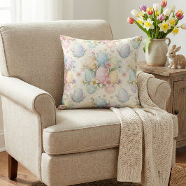 Pastel Easter Egg & Spring Blossom クッション