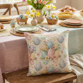 Pastel Easter Egg & Spring Blossom クッション
