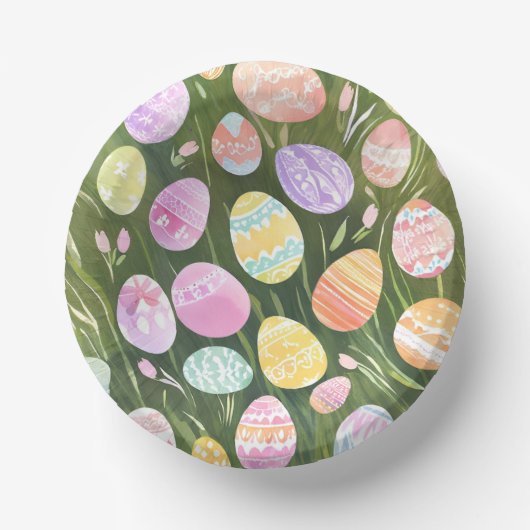 Pastel Easter Eggs | Beautiful Spring Watercolor ペーパーボウル (正面)