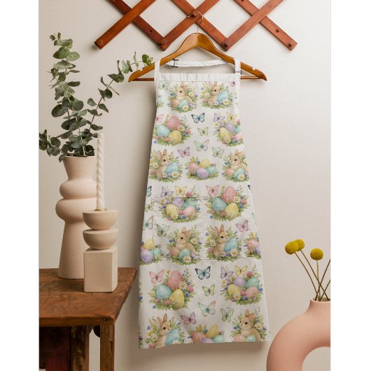 Pastel Easter Eggs & Bunnies Flowers & Butterflies エプロン