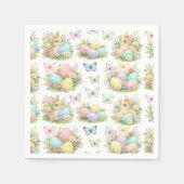 Pastel Easter Eggs & Bunnies Flowers & Butterflies スタンダードカクテルナプキン (正面)
