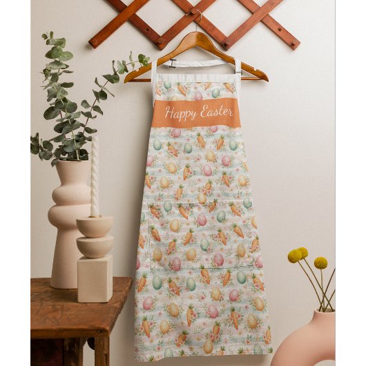 Pastel Easter Eggs & Carrots Watercolor Pattern エプロン