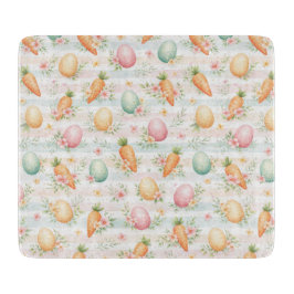 Pastel Easter Eggs & Carrots Watercolor Pattern  カッティングボード