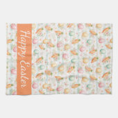 Pastel Easter Eggs & Carrots Watercolor Pattern キッチンタオル (横)