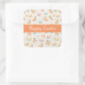 Pastel Easter Eggs & Carrots Watercolor Pattern  スクエアシール (バッグ)
