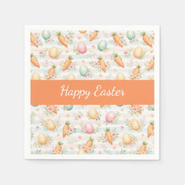 Pastel Easter Eggs & Carrots Watercolor Pattern  スタンダードカクテルナプキン