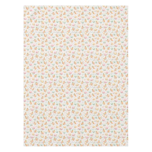 Pastel Easter Eggs & Carrots Watercolor Pattern  テーブルクロス (正面)