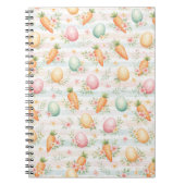 Pastel Easter Eggs & Carrots Watercolor Pattern ノートブック (正面)