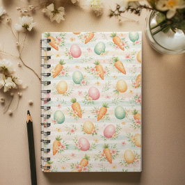 Pastel Easter Eggs & Carrots Watercolor Pattern ノートブック