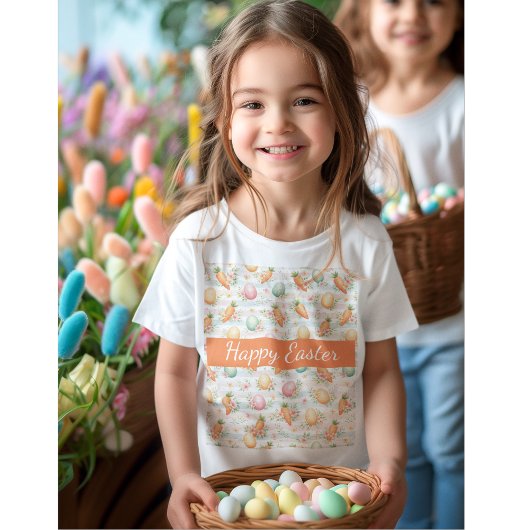 Pastel Easter Eggs & Carrots Watercolor Pattern  Tシャツ