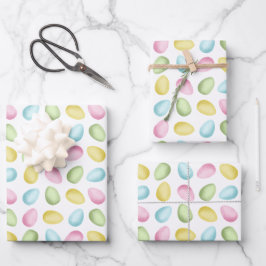 Pastel Easter Eggs Colorful Watercolor Pattern ラッピングペーパーシート