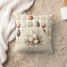 Pastel Easter Eggs Design in Cream & Brown Tones クッション