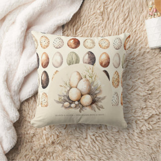 Pastel Easter Eggs Design in Cream & Brown Tones クッション