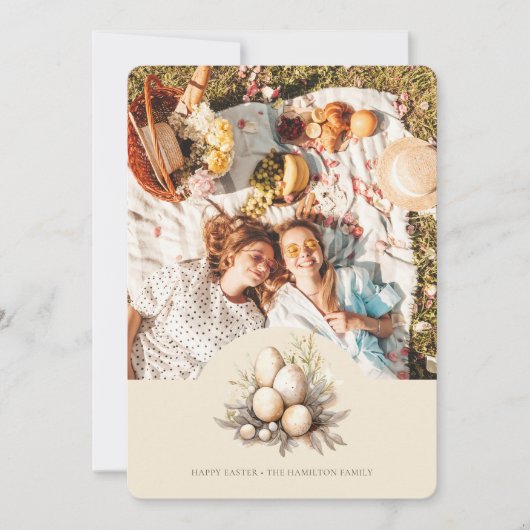 Pastel Easter Eggs Design with Photo Personalized シーズンカード (正面)