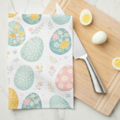 Pastel Easter Eggs Floral Pattern - Cute Spring  キッチンタオル (四つ折り)