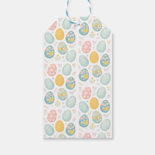 Pastel Easter Eggs Floral Pattern - Cute Spring  ギフトタグ (裏面)