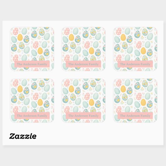 Pastel Easter Eggs Floral Pattern - Cute Spring  スクエアシール (シート)